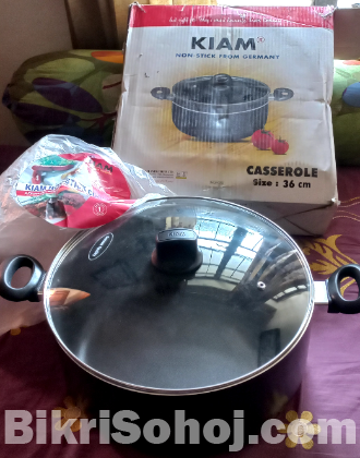 Kiam Non Stick Casserole with Glass Lid 36 Cm